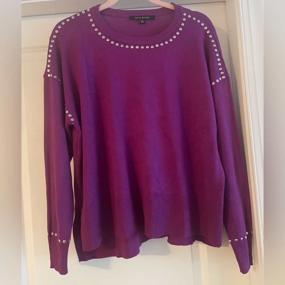 Plum Sweater with Studded Details